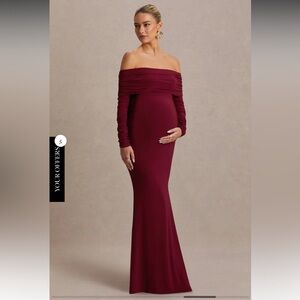 ODESSA
Berry Bardot-Neck Maternity Maxi Dress